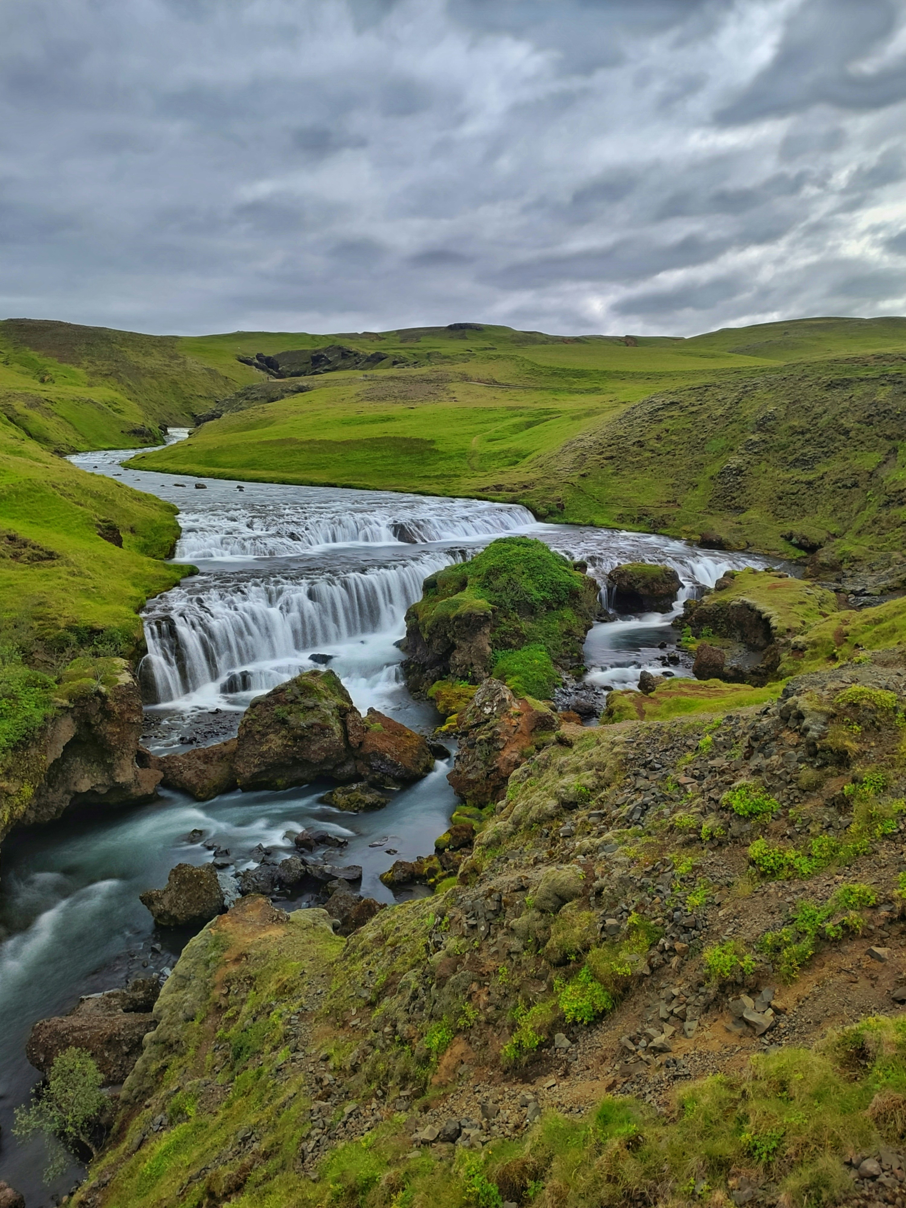 Waterfall canyon above Skógafoss on the Fimmvörðuháls route